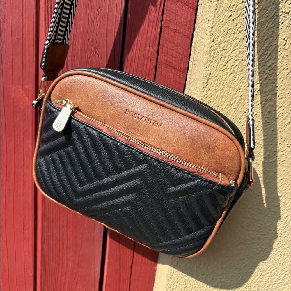 BOSTANTEN Quilted Black and Brown Crossbody Bag - Picture 15 of 16